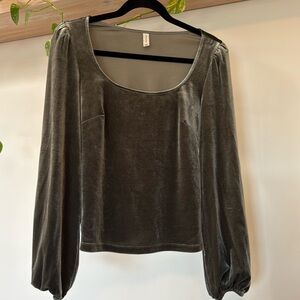 Forest Green Long Sleeve Velvet Shirt